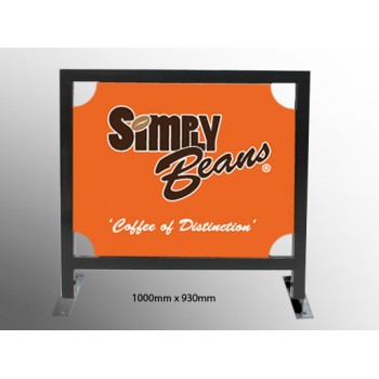 1m x 0.93m Black Square Tube Cafe Wind Barriers with Print